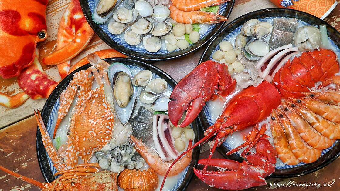 霸氣螃蟹海鮮粥│超狂海鮮粥在這裡！海鮮多到不行，還有整隻活體龍蝦入料，沒預訂吃不到！